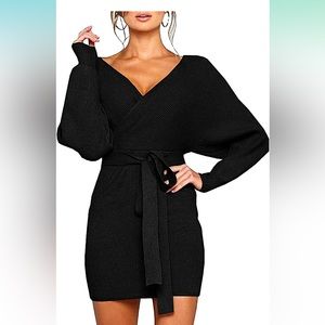 Amazon Black Mansy Sexy Cocktail Sweater Dress